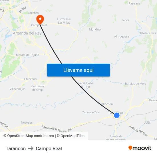 Tarancón to Campo Real map
