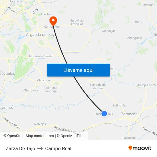 Zarza De Tajo to Campo Real map