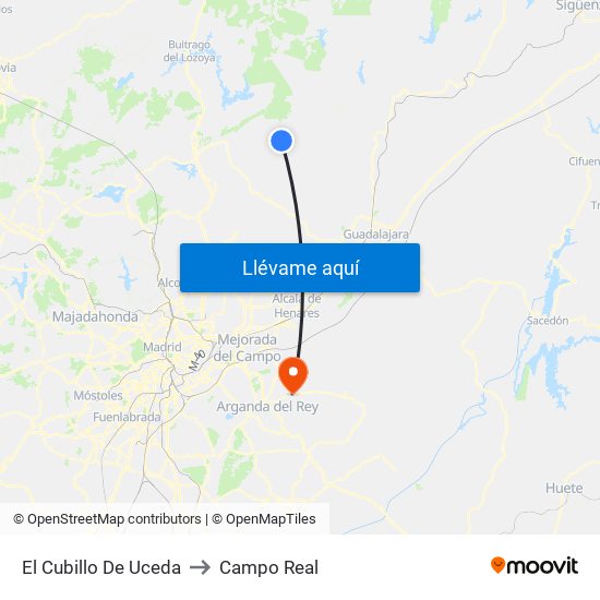 El Cubillo De Uceda to Campo Real map