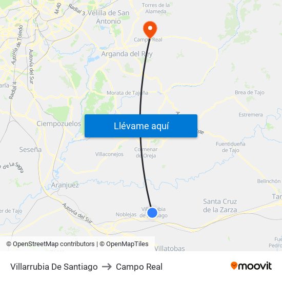 Villarrubia De Santiago to Campo Real map