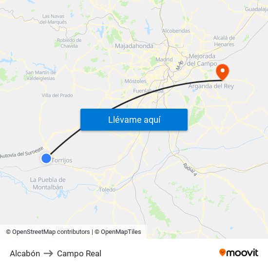 Alcabón to Campo Real map