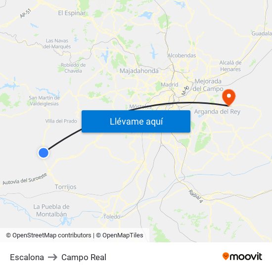 Escalona to Campo Real map