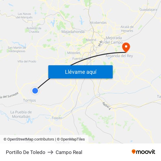 Portillo De Toledo to Campo Real map