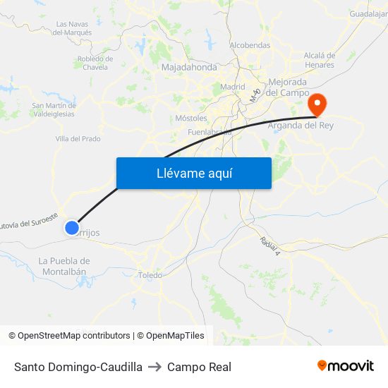 Santo Domingo-Caudilla to Campo Real map