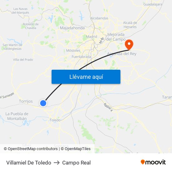 Villamiel De Toledo to Campo Real map