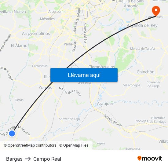 Bargas to Campo Real map