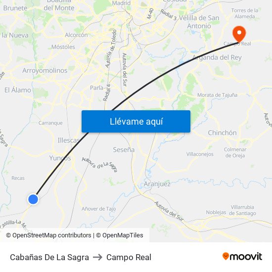 Cabañas De La Sagra to Campo Real map