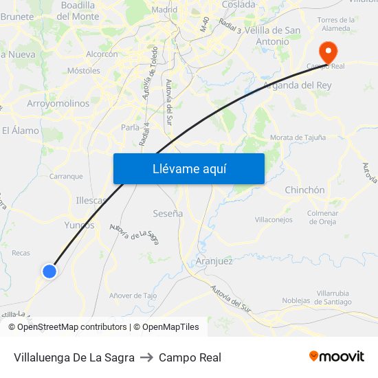 Villaluenga De La Sagra to Campo Real map