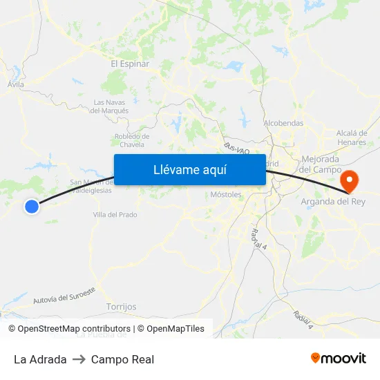 La Adrada to Campo Real map