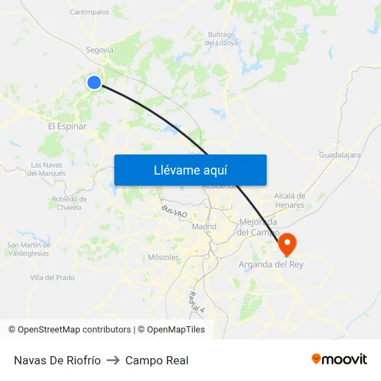 Navas De Riofrío to Campo Real map