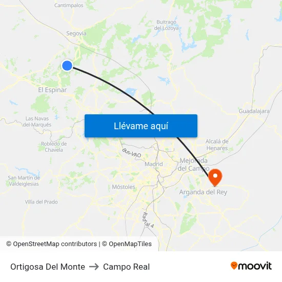 Ortigosa Del Monte to Campo Real map