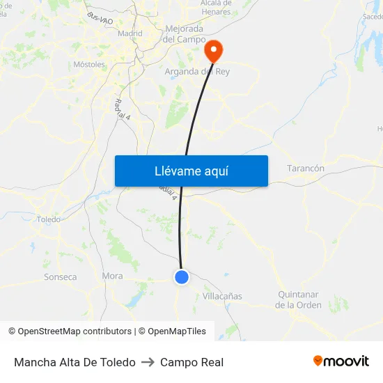 Mancha Alta De Toledo to Campo Real map