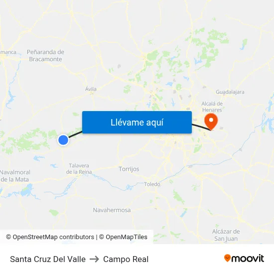 Santa Cruz Del Valle to Campo Real map