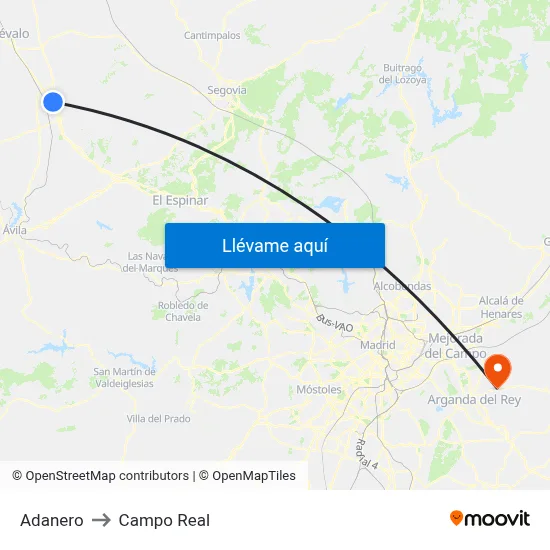 Adanero to Campo Real map