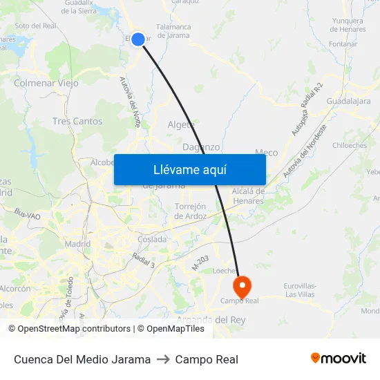 Cuenca Del Medio Jarama to Campo Real map