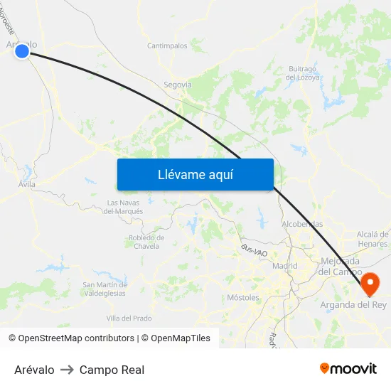 Arévalo to Campo Real map