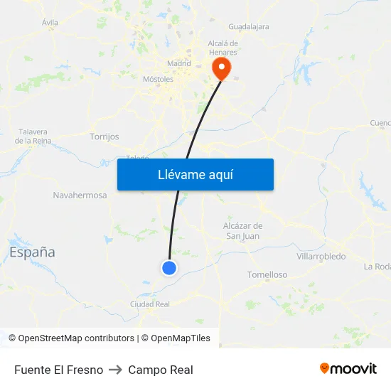 Fuente El Fresno to Campo Real map