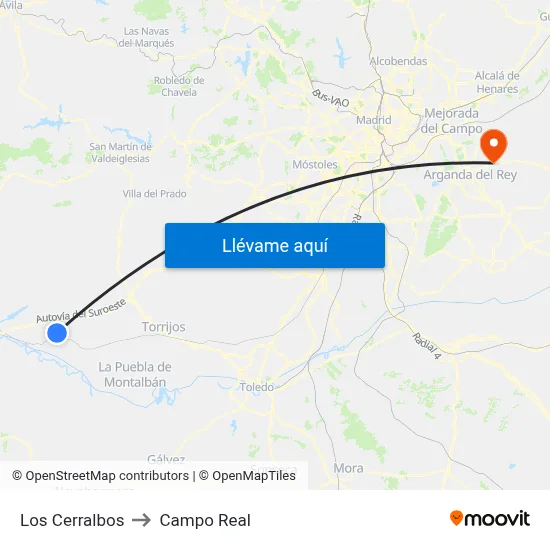Los Cerralbos to Campo Real map