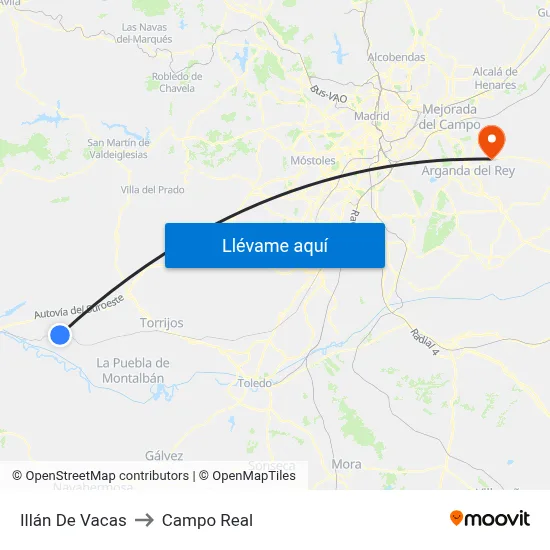 Illán De Vacas to Campo Real map
