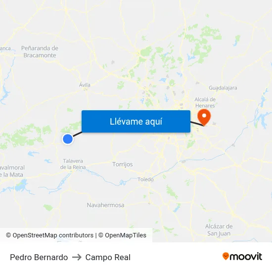 Pedro Bernardo to Campo Real map