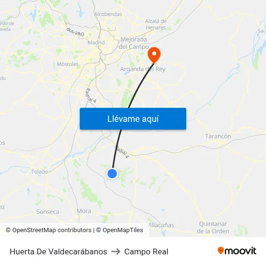 Huerta De Valdecarábanos to Campo Real map