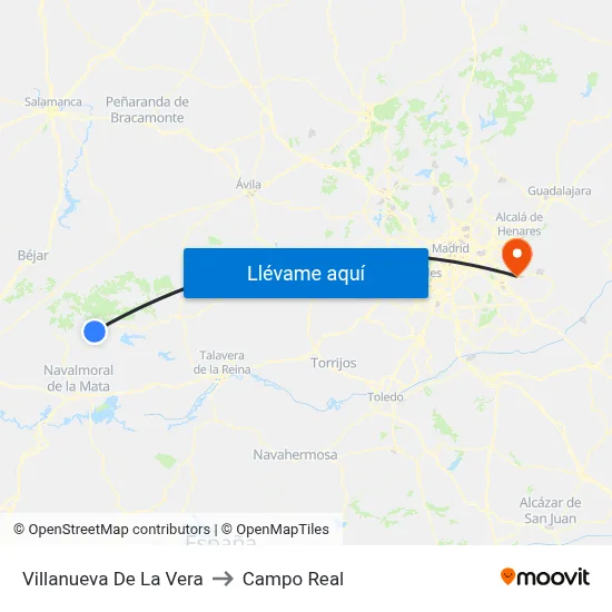 Villanueva De La Vera to Campo Real map