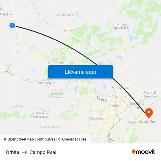 Orbita to Campo Real map