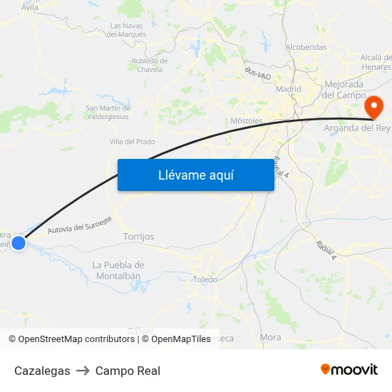 Cazalegas to Campo Real map
