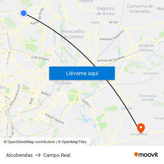 Alcobendas to Campo Real map