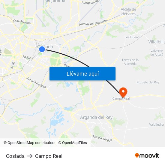 Coslada to Campo Real map