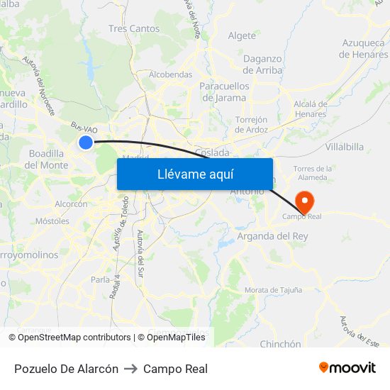 Pozuelo De Alarcón to Campo Real map