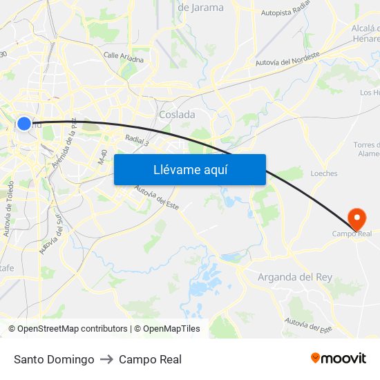 Santo Domingo to Campo Real map