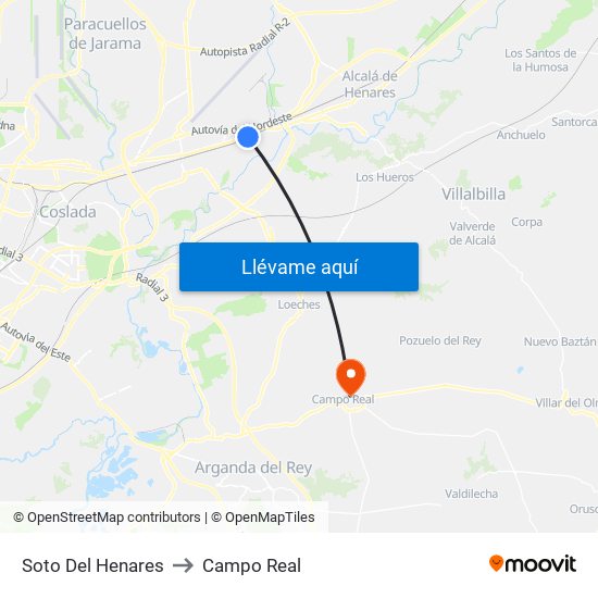 Soto Del Henares to Campo Real map