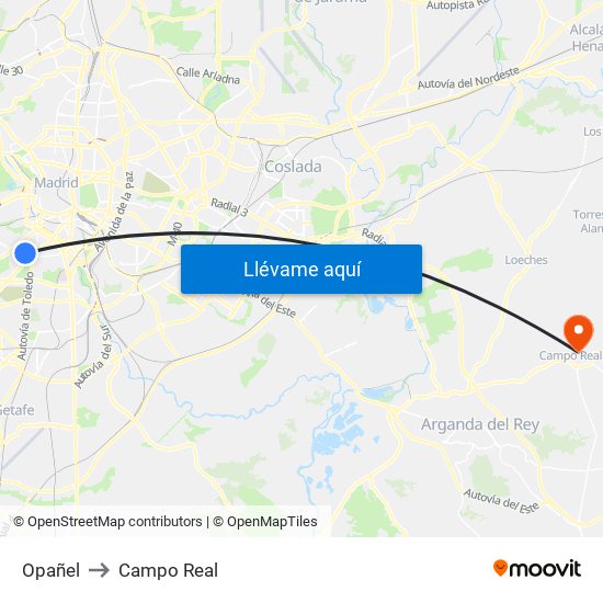 Opañel to Campo Real map