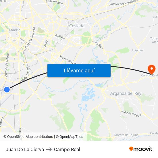 Juan De La Cierva to Campo Real map