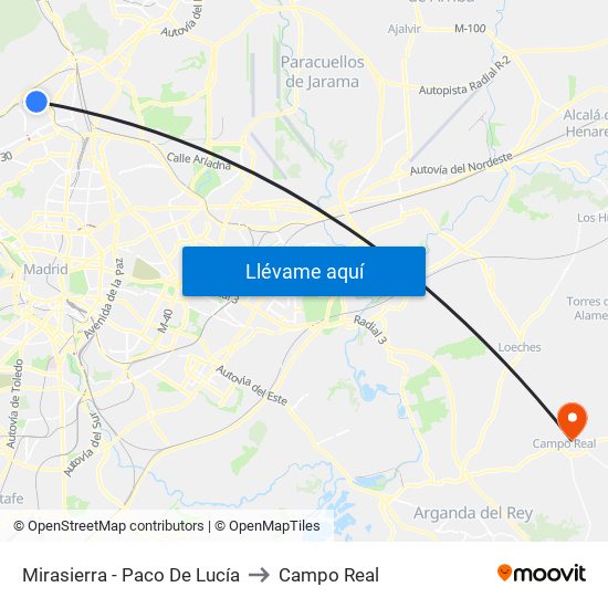 Mirasierra - Paco De Lucía to Campo Real map