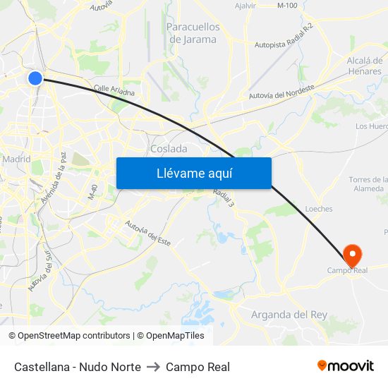 Castellana - Nudo Norte to Campo Real map