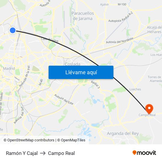 Ramón Y Cajal to Campo Real map