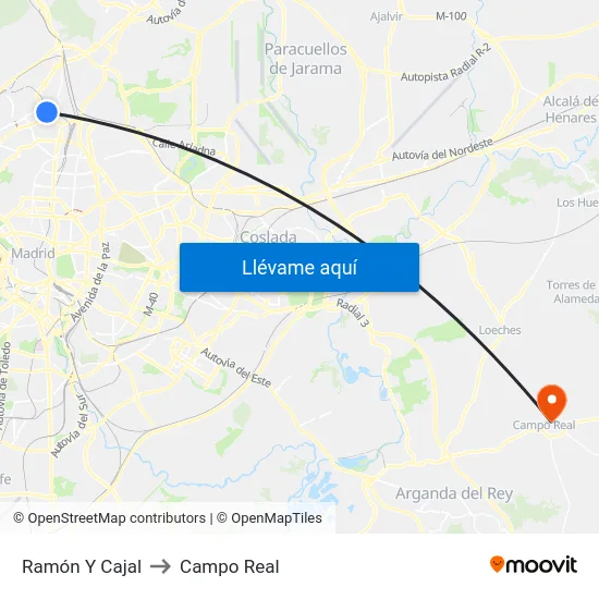 Ramón Y Cajal to Campo Real map