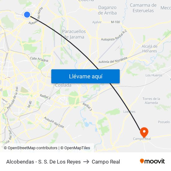 Alcobendas - S. S. De Los Reyes to Campo Real map