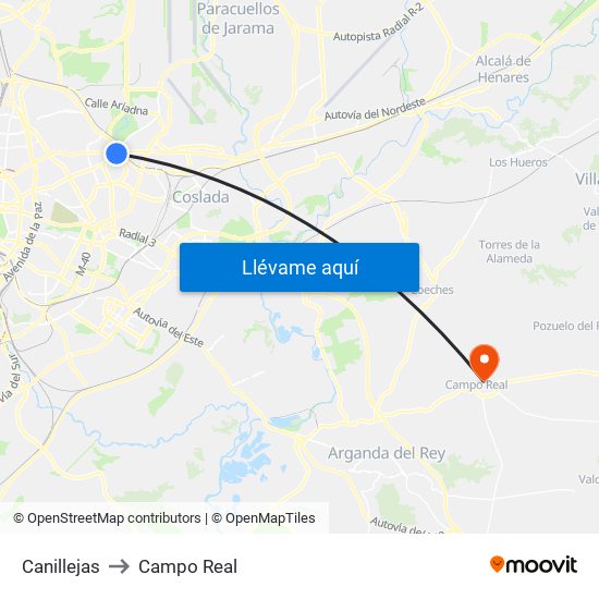 Canillejas to Campo Real map