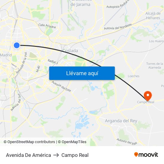 Avenida De América to Campo Real map