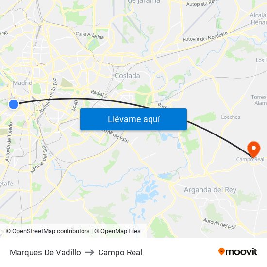 Marqués De Vadillo to Campo Real map