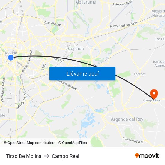 Tirso De Molina to Campo Real map