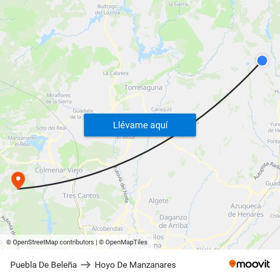 Puebla De Beleña to Hoyo De Manzanares map