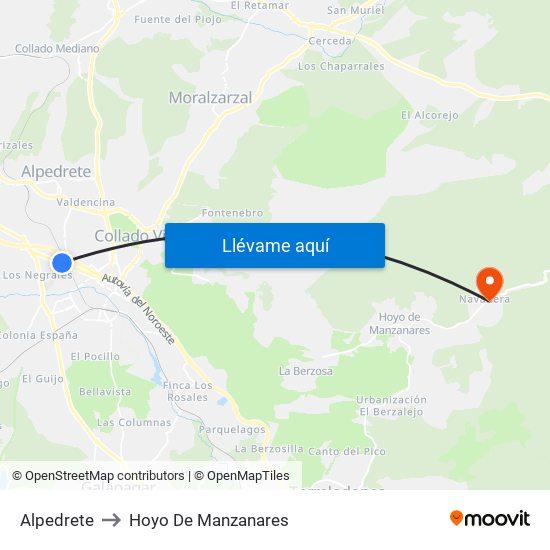 Alpedrete to Hoyo De Manzanares map