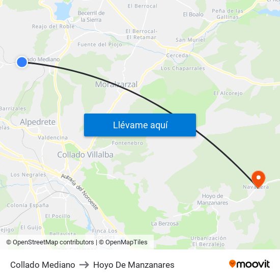 Collado Mediano to Hoyo De Manzanares map