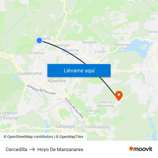 Cercedilla to Hoyo De Manzanares map