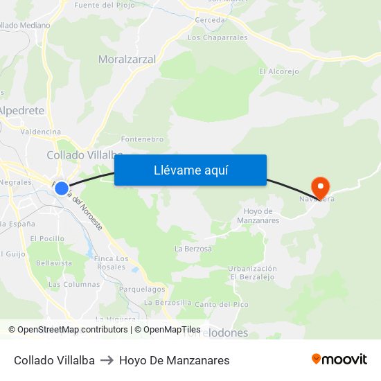 Collado Villalba to Hoyo De Manzanares map