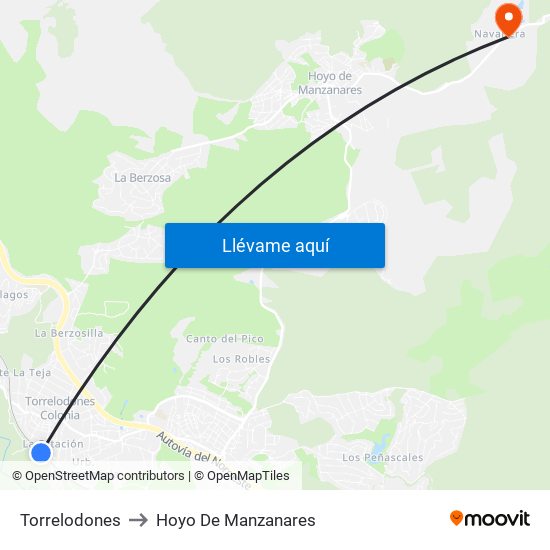 Torrelodones to Hoyo De Manzanares map